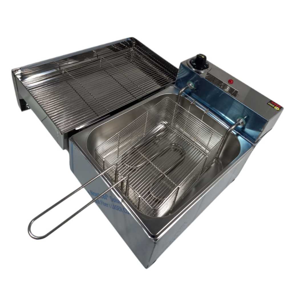 Fritadeira 5 Litros Elétrica Conjugada Com Escorredor Ao Lado Profissional Gomes Inox