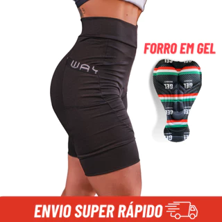 Bermuda Short Ciclismo Forro com Gel Promoção Feminina MTB Bike Preta Ciclistas Feminino