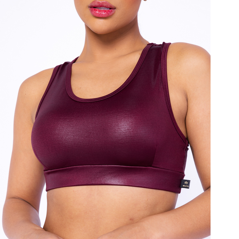 Top Cropped Nadador Em Cirre Couro Fake