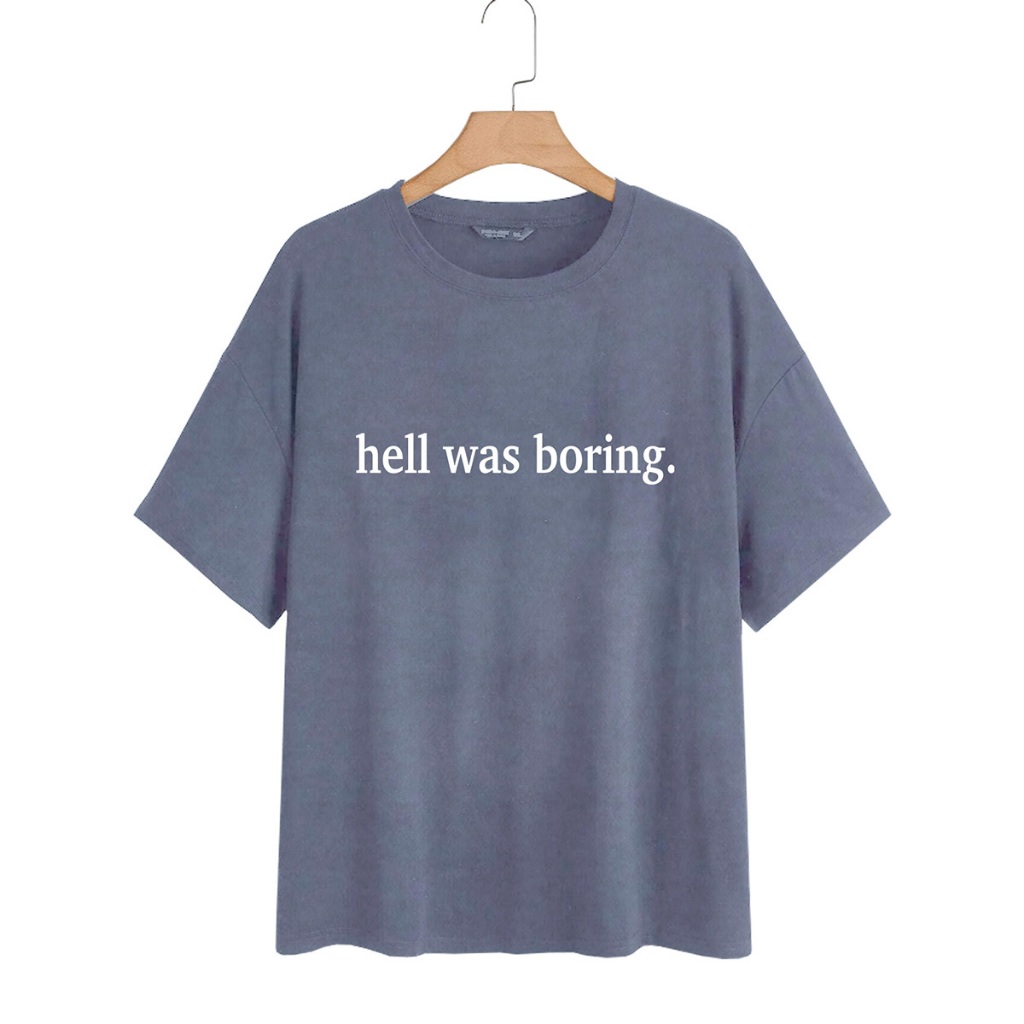 Camisa Azul Bebê Claro Personalizada Blusa Oversized Camiseta Unissex Estampa T Shirt Bordada Hell