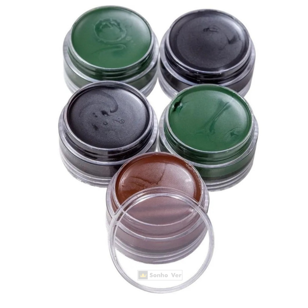 Kit Camuflagem Verde Marrom Preto Tinta Rosto Corpo Exercito Make