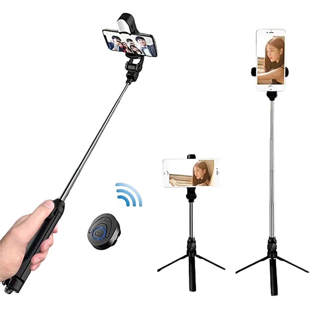 Bastão Pau de Selfie Retrátil Articulado Suporte tripé para celular com controle Bluetooth
