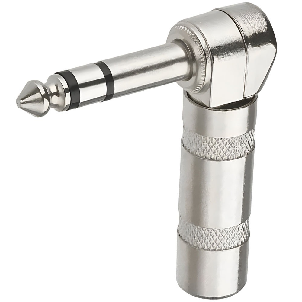 Conector Plug Profissional P10 Em L 90o Graus Stereo Estereo