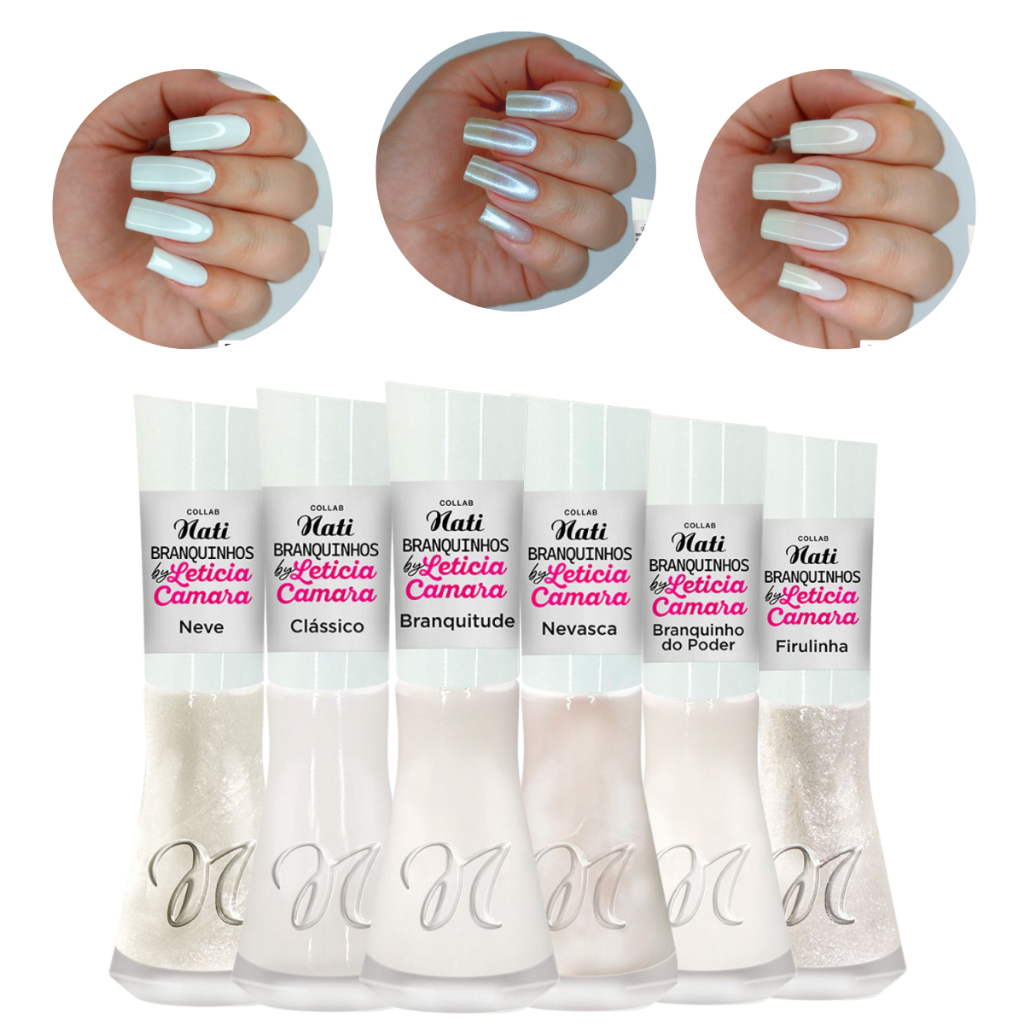 Kit 6 Esmaltes Nati Clarinhos Francesinha Cremosos Clássicos Coleção Moda Manicure Pedicure