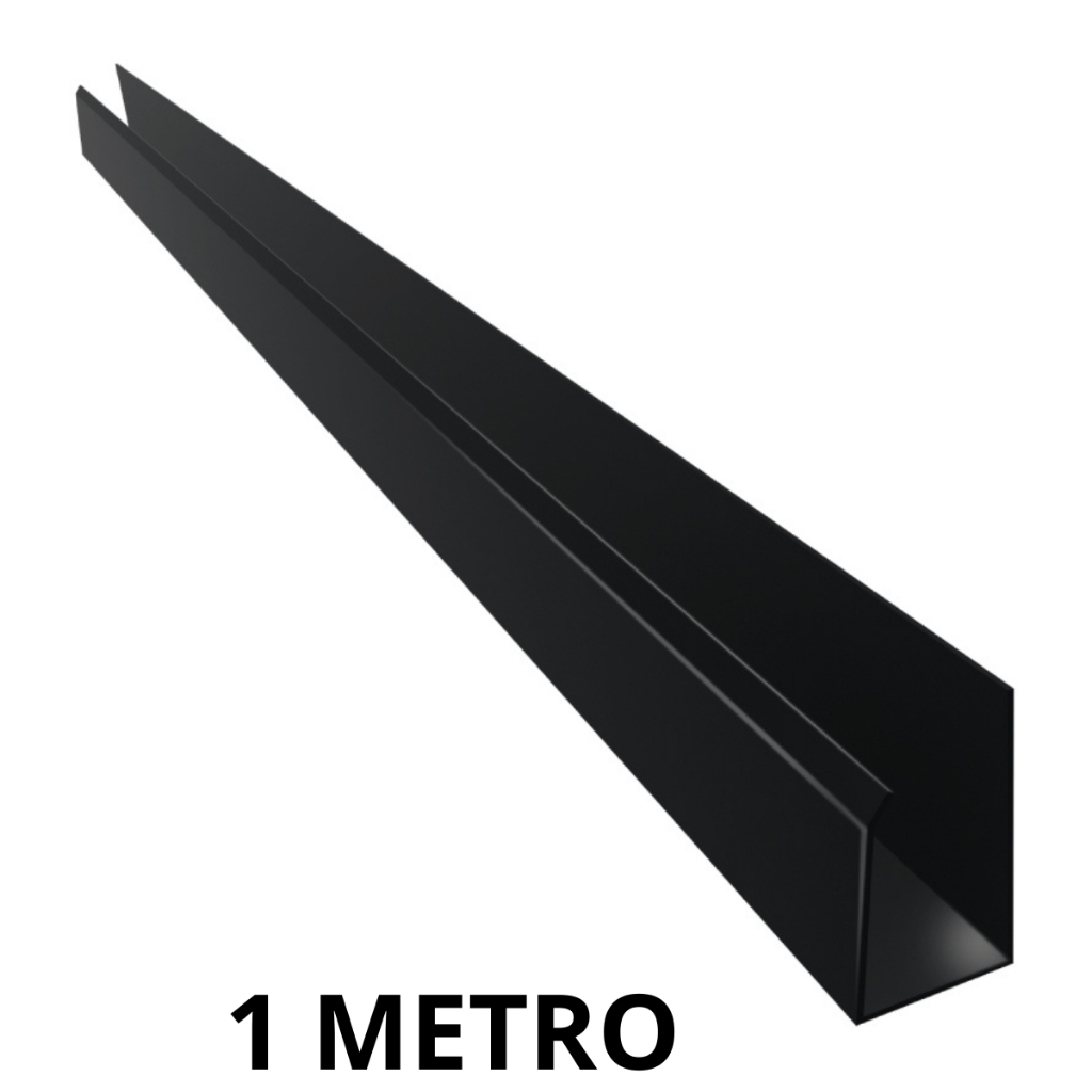 6 Barrras De 1 Metro Acabamento Tipo U Rodaforro Para Forro Pvc Preto — imagem 2 de 2