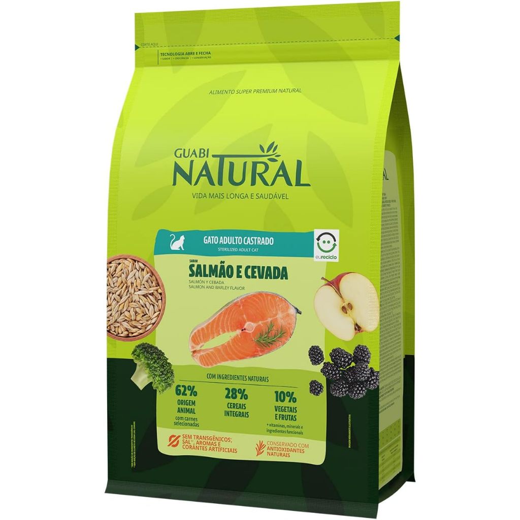 Racao Guabi Natural Gatos Castrados Salmao E Cevada - 7,5kg - Pets