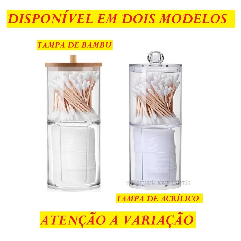 Organizador 19x6,8cm De Cotonete Disco De Algodão ou Maquiagem Porta Cotonete Dupla Camada Top Útil