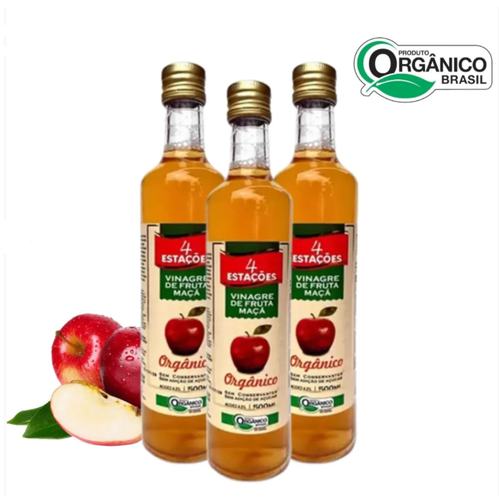4 Estações Vinagre de Maçã Orgânico 100% Natural para Tomar Acidez 4,2% em Oferta na Shopee