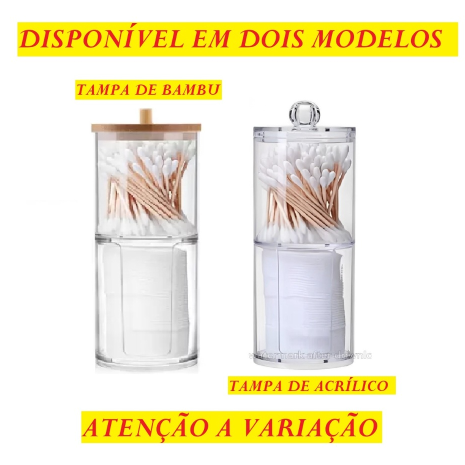 Organizador 19x6,8cm  De Cotonete Disco De Algodão ou Maquiagem Porta Cotonete Camada Dupla Top Útil