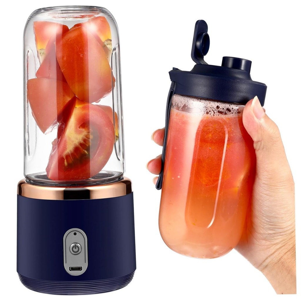 Mini Liquidificador Mixer Processador Portátil Casa Camping Carro Recarregável 2 Copos Bivolt