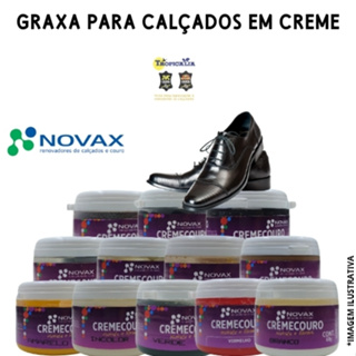 Creme Couro Novax 60g renovador, graxa, sapatos, tênis, bota, jaqueta couros liso e sintéticos em Oferta na Shopee