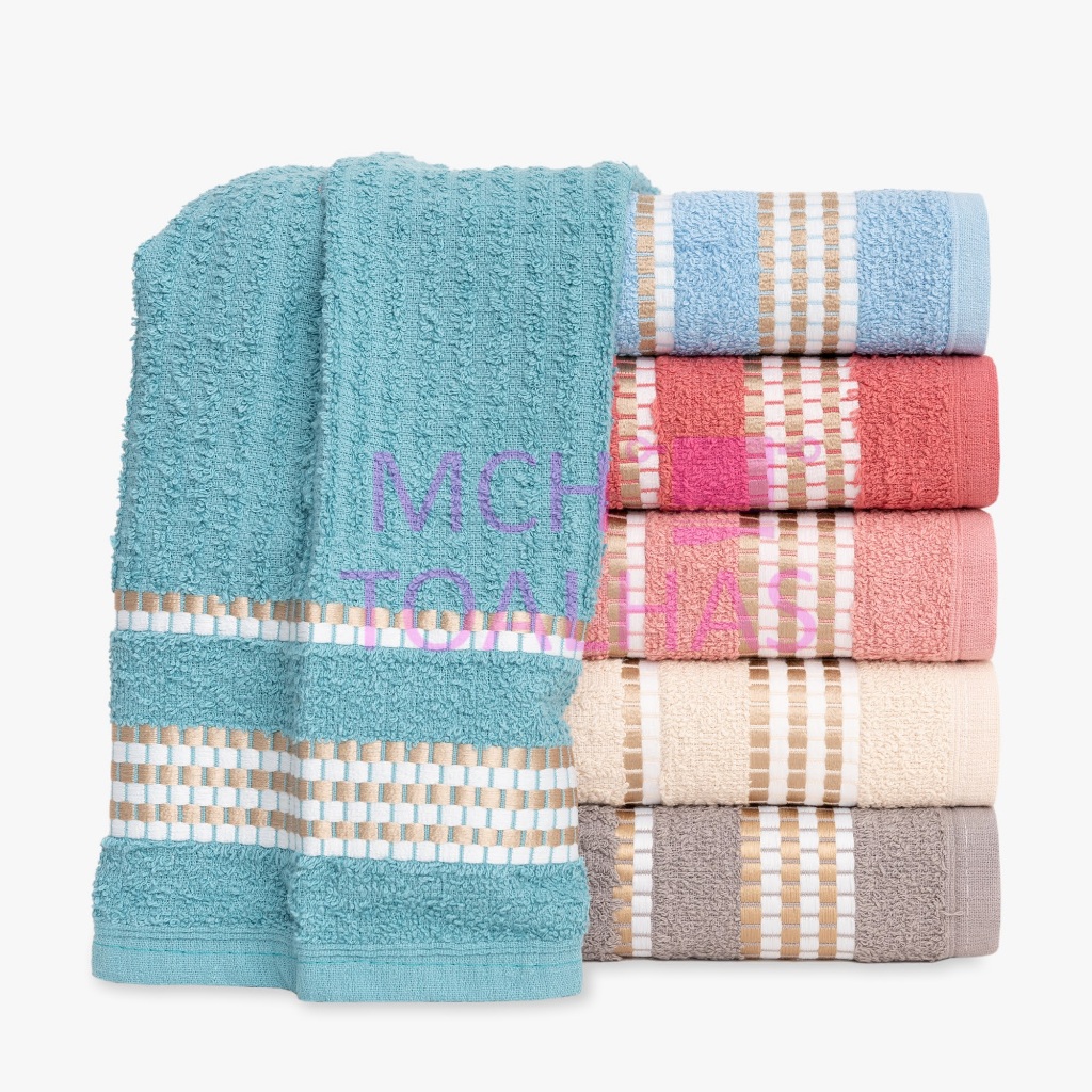 Kit 5 Toalhas de Rosto Roma Canelada 70cm x 40cm