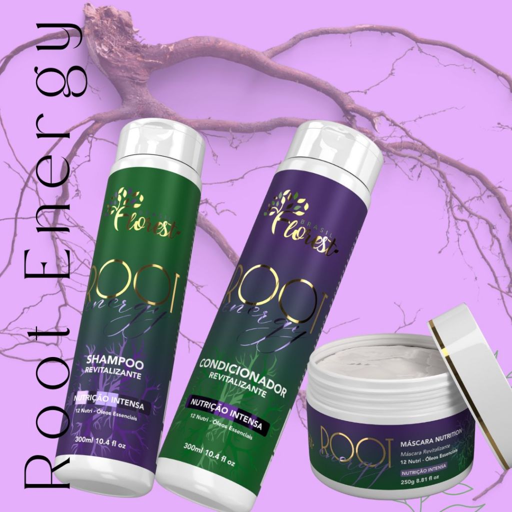 Kit Root Energy Shampoo Máscara e Condicionador Tratamento Capilar