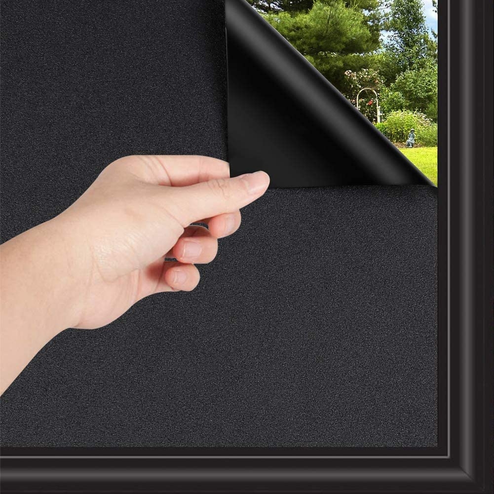 Adesivo Vinil Preto Fosco Blecaute Bloqueia Luz Solar Janela Vidro Porta Película Lavável Blackout