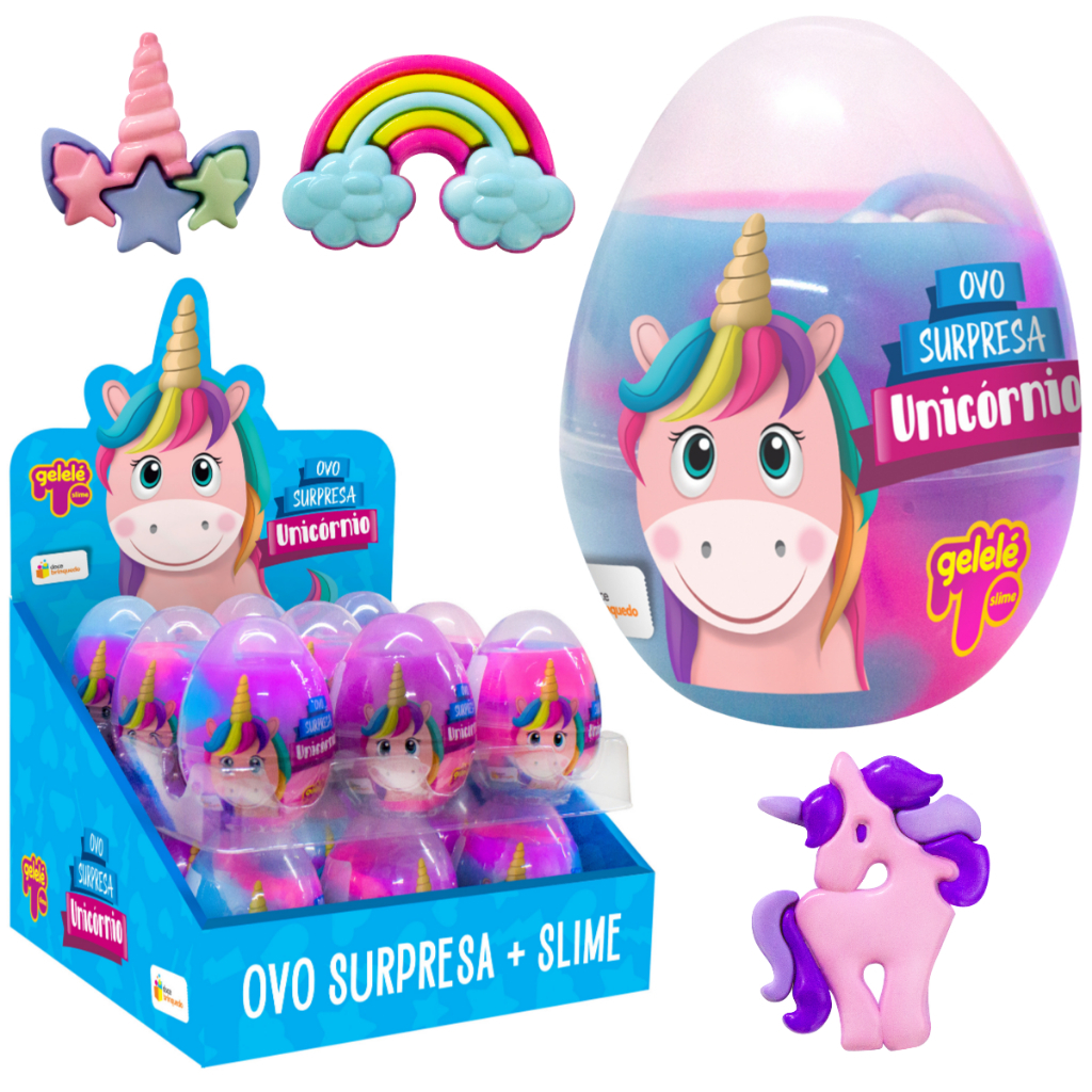 Ovo Surpresa Unicórnio Fofo Slime Colorido Diversão Familia Envio imediato