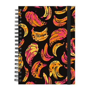 Caderno Colegial Plus Capa Dura Tropícal Bananas Preta em Oferta na Shopee
