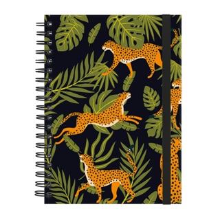 Caderno Colegial Plus Capa Dura Tropícal Onças Preto em Oferta na Shopee