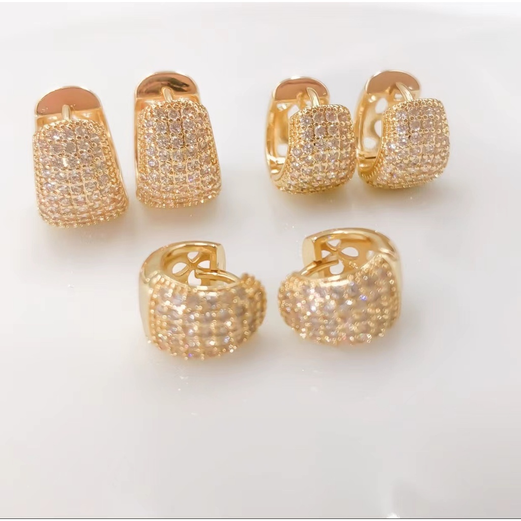 Argola Trio Grande Cravejado Zircônia Luxo Festa Glamour Alta moda Perfeição em Oferta na Shopee