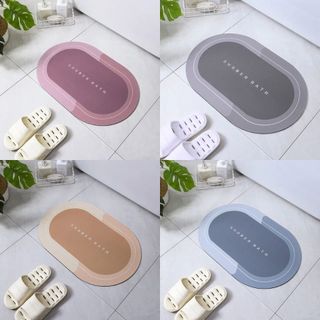Tapete Oval Antiderrapante de Banheiro com Secagem Rápida Absorvente