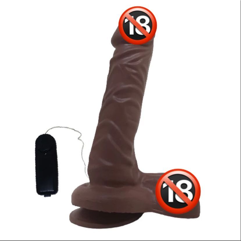 Pênis De Borracha Grosso 21cm x 4,0cm Com Escroto Ventosa E Vibrador Vermelho