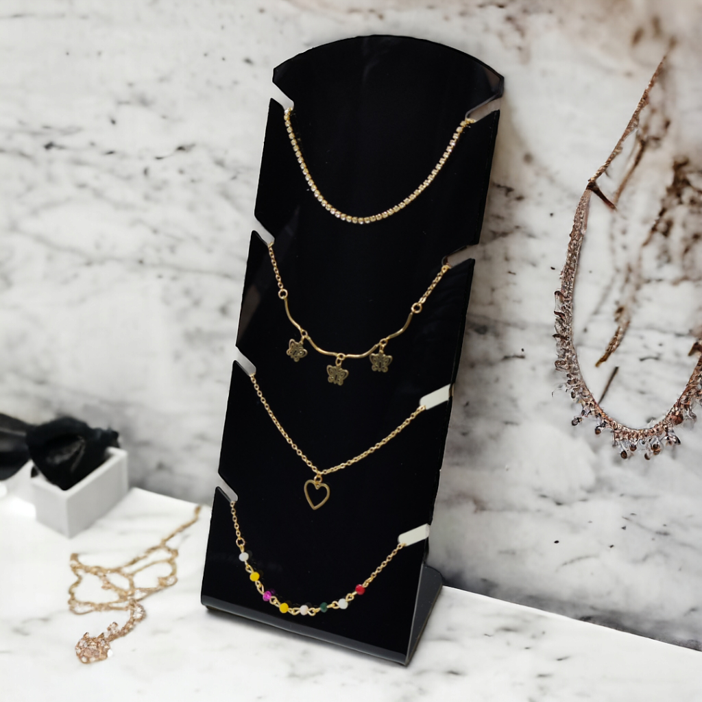 Expositor Organizador de Colar P para 04 colares Nas Cores Preto, Branco e Transparente em Oferta na Shopee