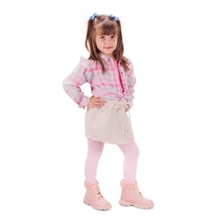 Kit Bota Feminina Infantil Bota Coturno Feminino E Meia Calça Infantil Kit Inverno