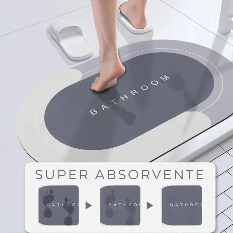 Tapete Absorvente Secagem Rápida Antiderrapante de Banheiro/Porta