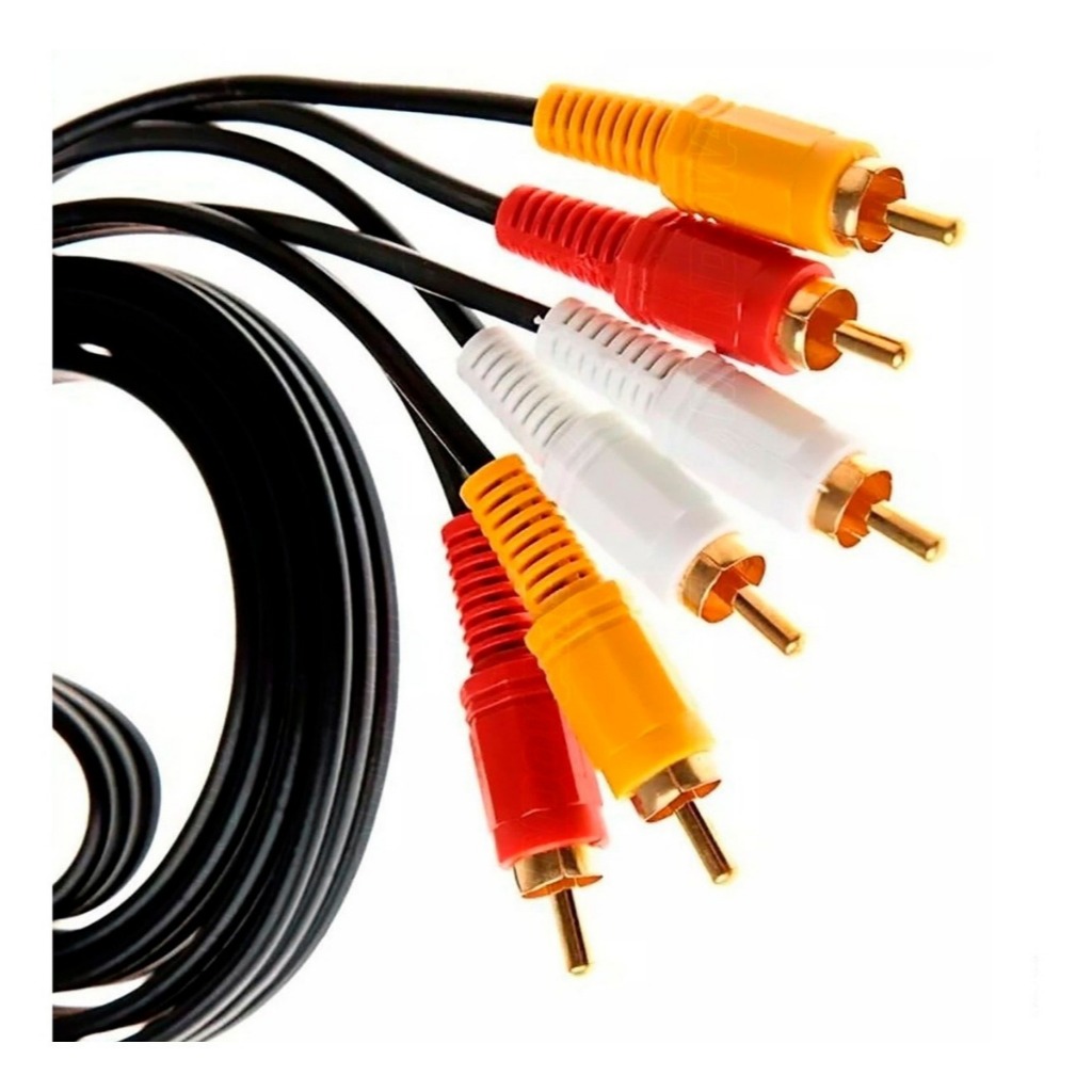 Cabo Áudio e Vídeo RCA 3 Vias 1,5 Metros para DVD Home Theather Som
