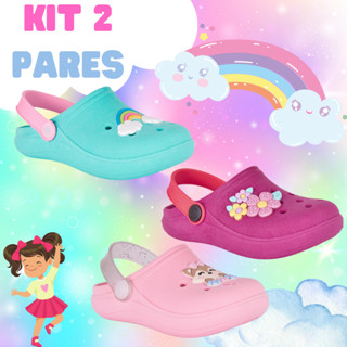 Kit 2 Babuche Infantil Menina Sandália Slide Original Leve e Macio Confortável Estiloso para Criança em Oferta na Shopee