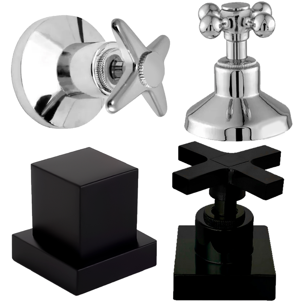 Volante De Chuveiro Acabamento Banheiro Quadrado Preto Cromado Para Registro Em Geral Antichoque PVC