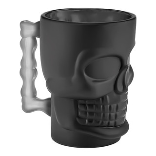 Caneca Shopp Drink Preto Fosco Vidro Tipo Cabeça Caveira Crânio 500ml Bartender em Oferta na Shopee