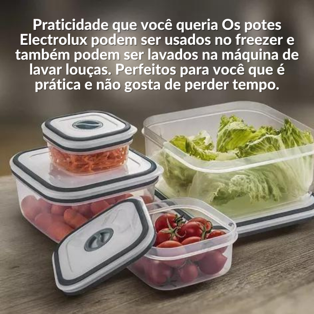 Kit 4 Potes Hermeticos Plastico Transparente Quadrado Porta Mantimento - Original Electrolux