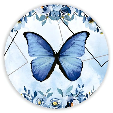 Painel Festa Infantil Redondo Borboleta azul claro floral , + Arco, Suporte incluso. Fazemos personalizado com qualquer tema. Confeccionado em Lona fosca, impressão de alta resolução. cenário Circular p/ Decoração