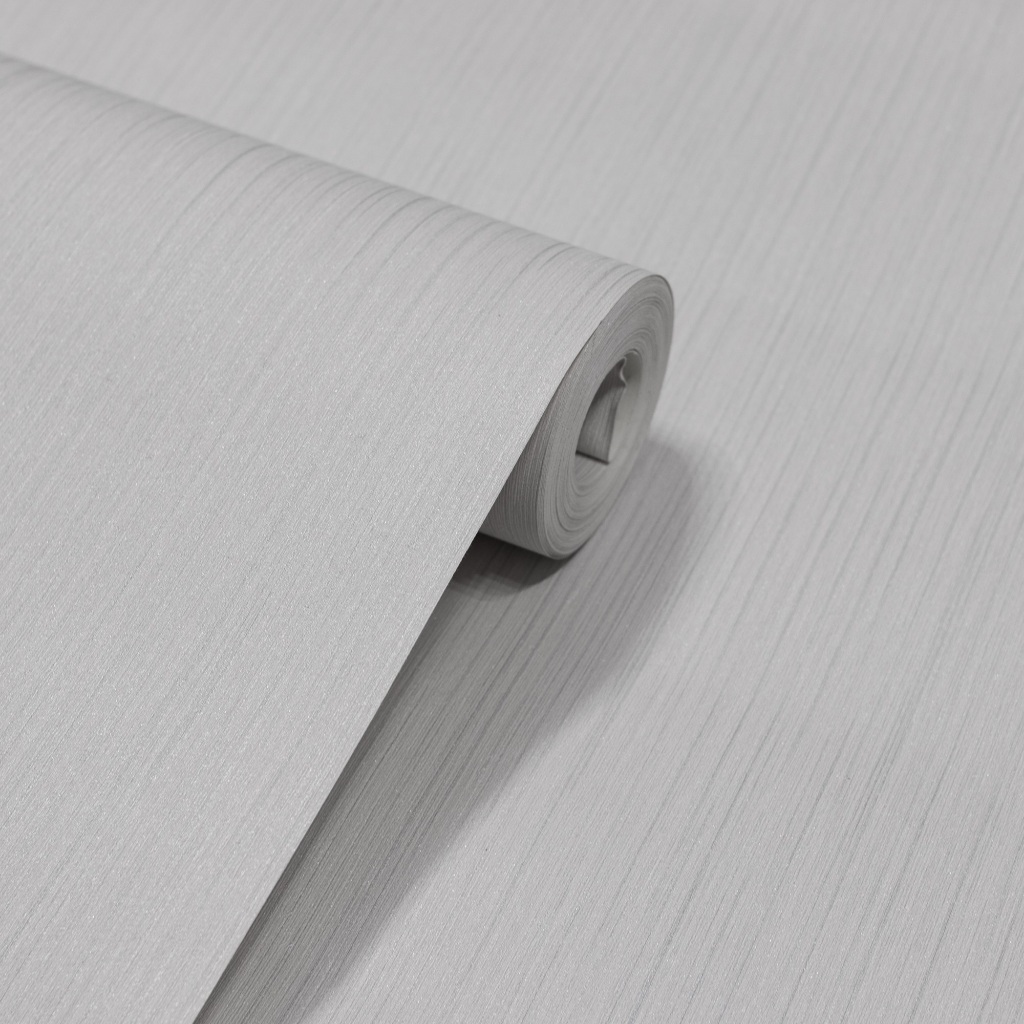 Papel de Parede Rolo Linho Texturizado Cinza Claro Vinílico 9,5m x 0,53m - Off White c/ Riscos Sala Quarto Lavabo Top