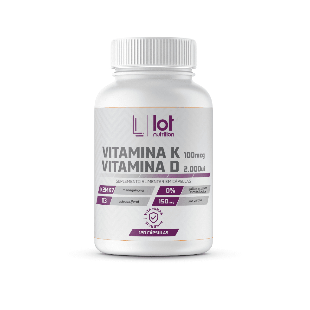 Vitamina D3 2.000UI + Vitamina K2MK7 100mcg 120 cápsulas Lot Nutrition