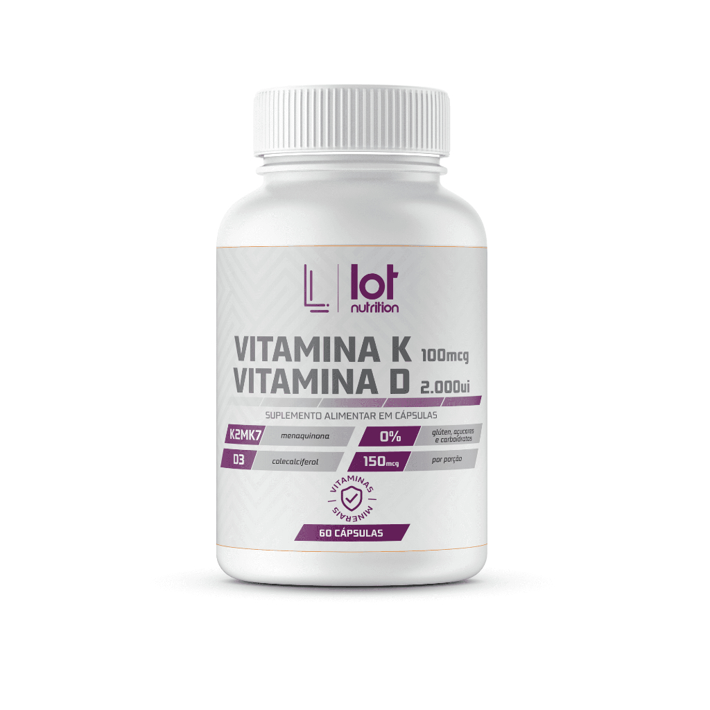 Vitamina D3 2.000UI + Vitamina K2MK7 100mcg 60 cápsulas Lot Nutrition