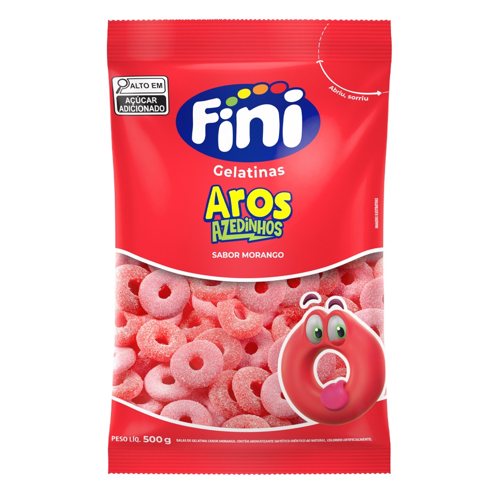 Aros de Morango Azedinhos 500g - Fini - Food & Beverages