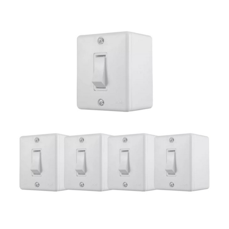 Kit 5 interruptores Simples Sistema X Sobrepor Externo Ilumi
