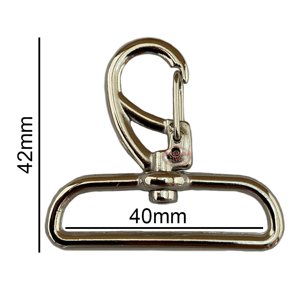 20un Mosquetão 40mm Niquelado Fecho Gancho Bolsas Mochilas