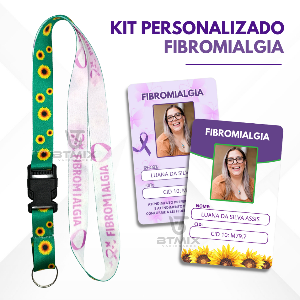 Kit Cordão e Crachá Fibromialgia Personalizado em Oferta na Shopee