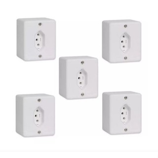 Kit 5 Tomadas Simples 10a Sistema X Caixa Sobrepor Externo em Oferta na Shopee