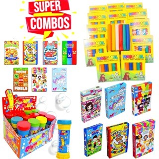 5 Cx Massinha de Modelar + 5 Bolha Sabão + 10 Corta Molde + 5 Jogo Memoria Kit Festa Infantil