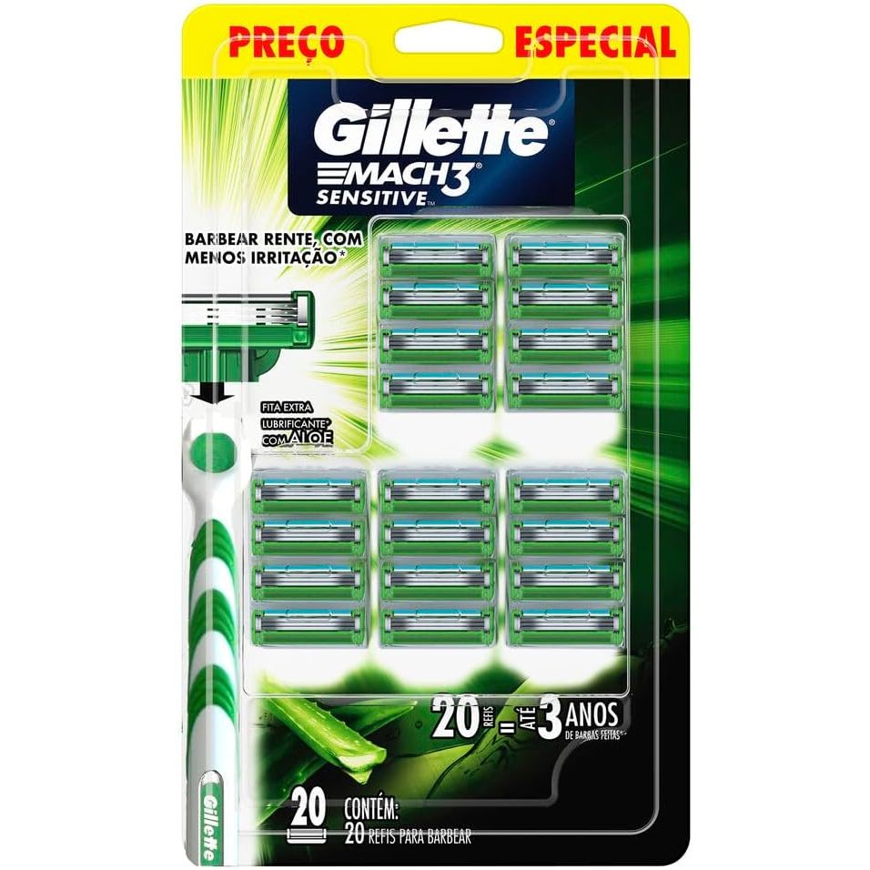 Gillette Mach3 Sensitive - Carga para Aparelho de Barbear 20 unidades