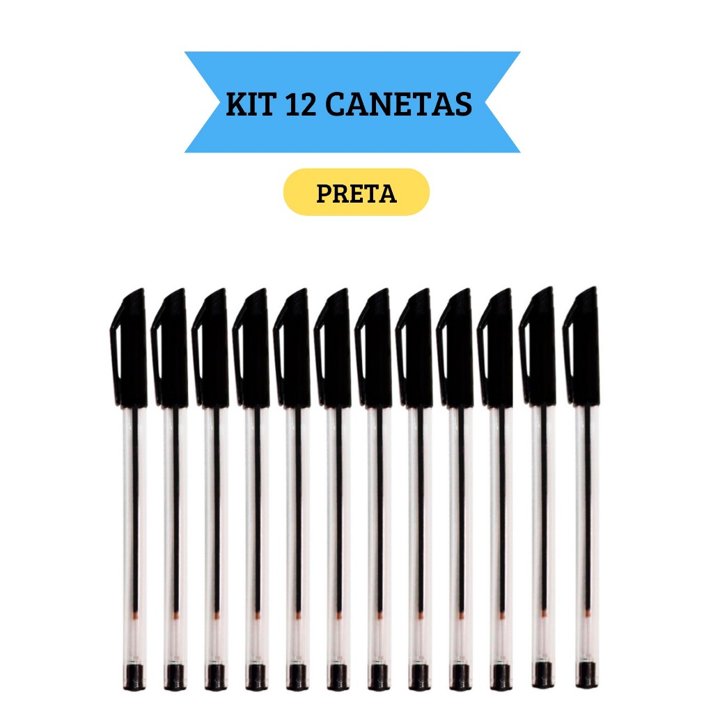 Kit 12 Canetas Esferográficas Ponta Média Simple Peta Escolar Escritório Leo&Leo