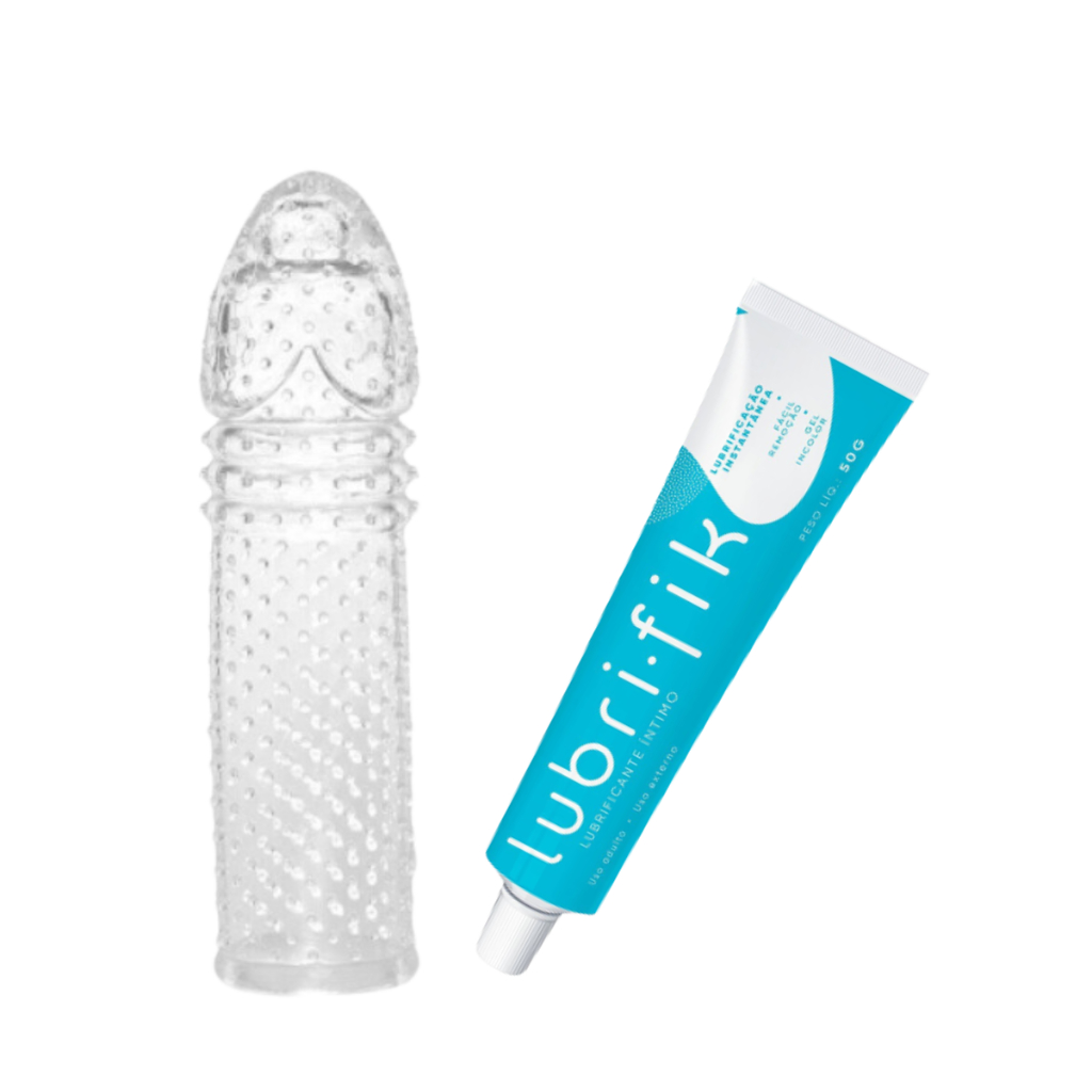 Kit Capa Peniana Extensora 16cm e Lubri-fik Gel Lubrificante Íntimo A Base D’água 50G em Oferta na Shopee