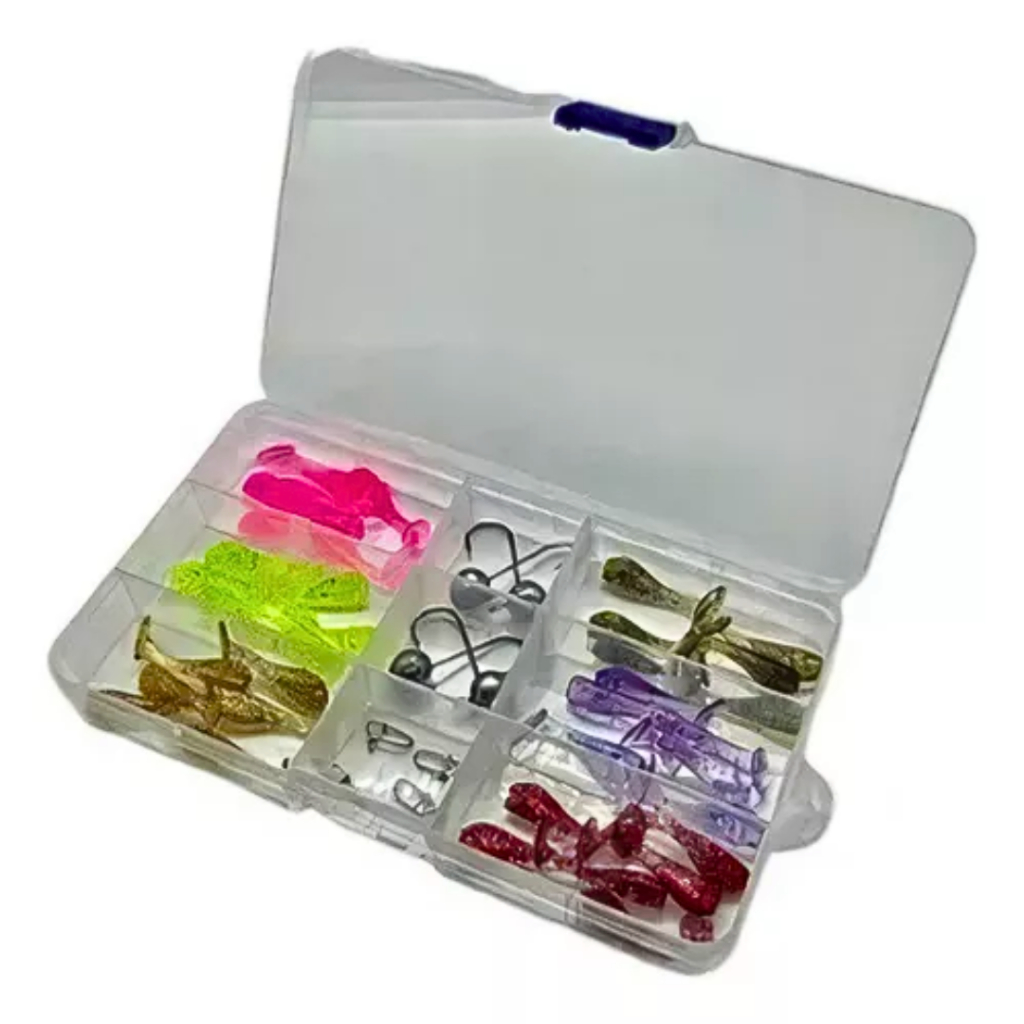 Kit Isca Micro Shad Girino 3cm - 44 Peças Ultra Light Robalo Cor Sortidas