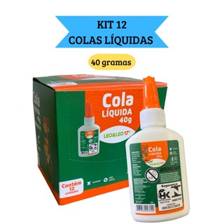 kit 12 Cola Líquida Branca Escolar 40g com espátula Leo&Leo em Oferta na Shopee