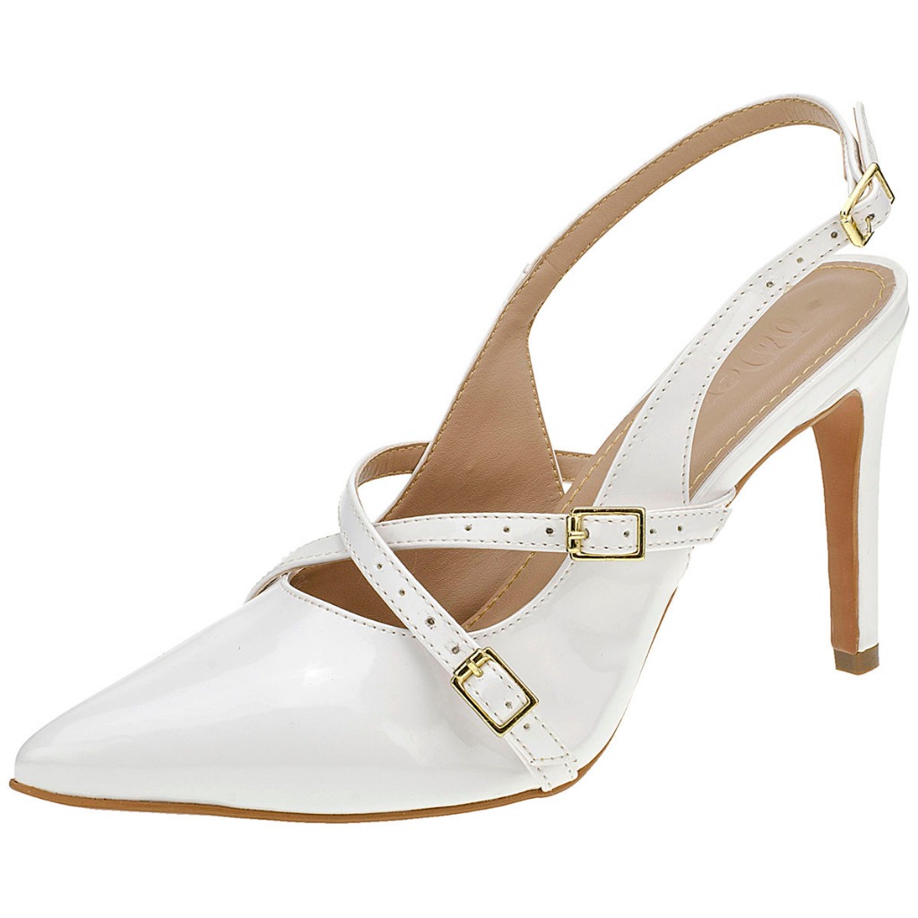 Scarpin Feminino Salto Fino Slingback Shekinah By Mercedita Premium Confortável Fivela Lan...