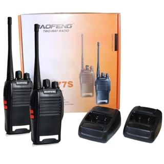 Radio Comunicador Kit 2 Rádios 777s Fone E Base Carregador