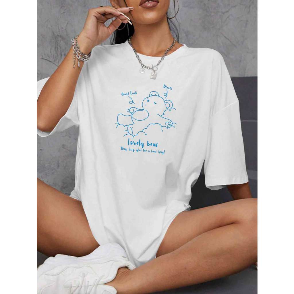 Camiseta Feminina Oversized Plus Size Estilosa Blusa Unissex Streetwear Confortável Personalizada B